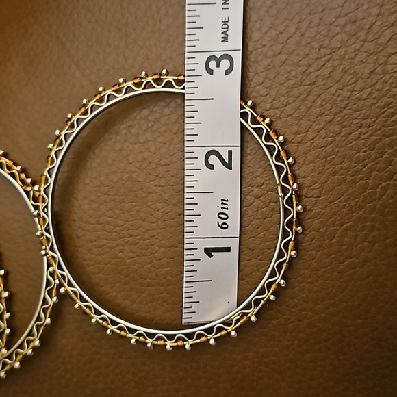 Vintage Dainty Brass Lace Beaded Stackable Bangle Bracelets - Picture 5 of 5